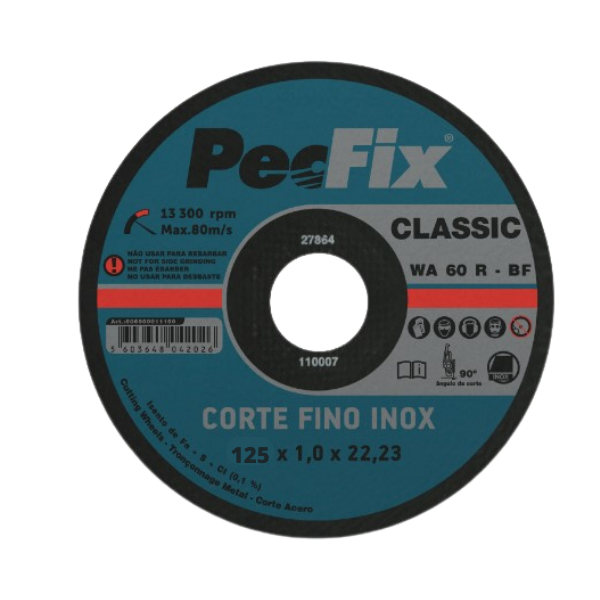 Disco Corte Fino Inox Classic PECFIX 125x1.0