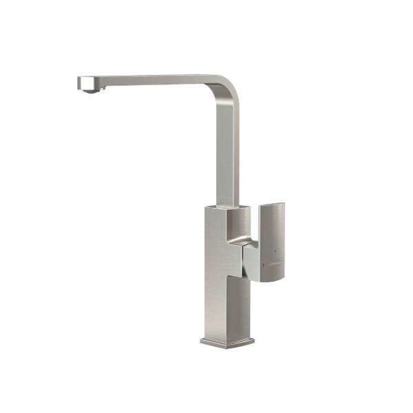 Torneira monocomando de cozinha 310mm 5l/min Alpina Square Gunmetal Escovado Aberto a Frio CLEVER