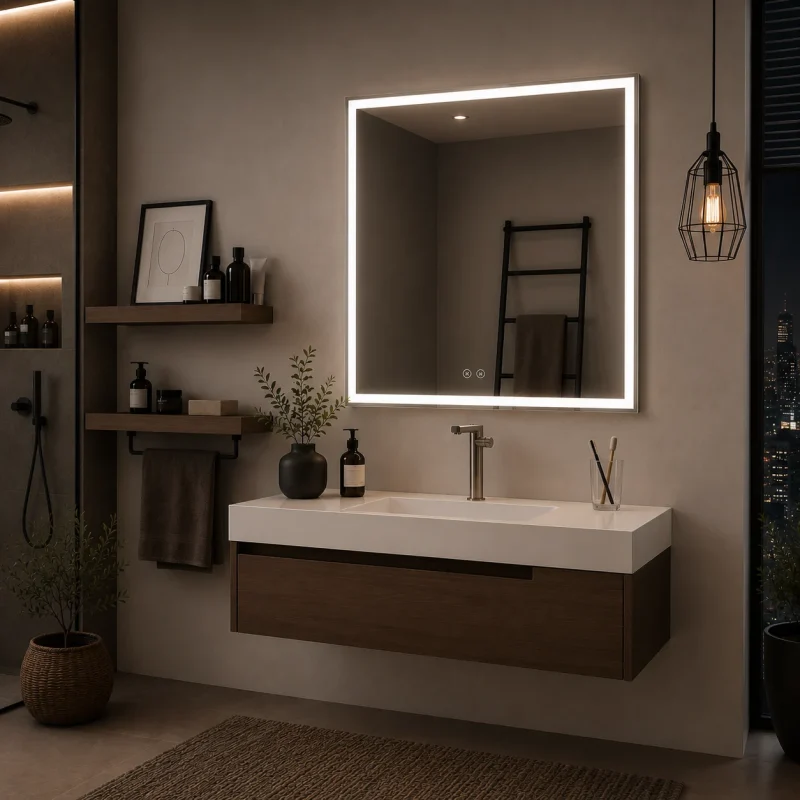 Espelho BAKÚ  led  touch frontal c/desembaciador Aquore