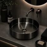 Lavatório de Pousar Redondo com Válvula VITTA Gun Metal