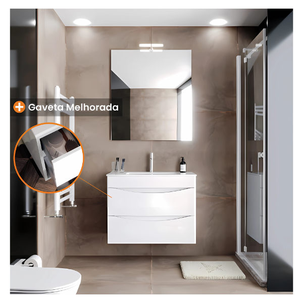 ATLAS Móvel suspenso  2 gavetas  Branco