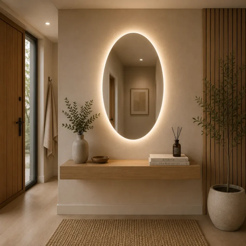 Espelho Aura led com touch, luz retroiluminado